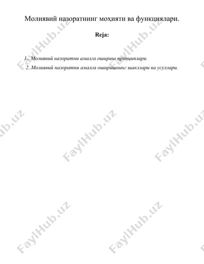 молиявий назоратнинг моҳияти ва функциялари — DOC