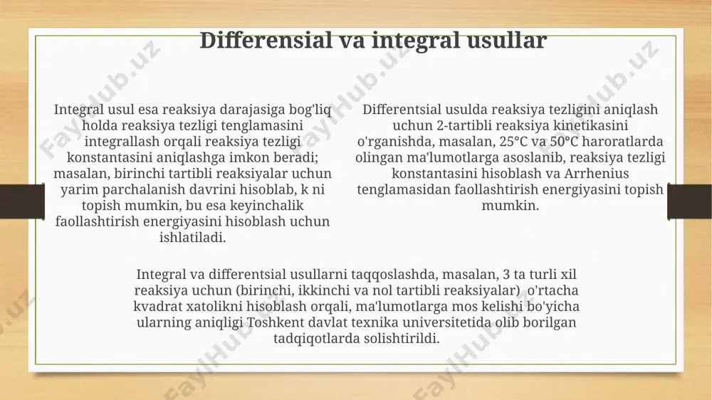 kimyoviy reaksiyalarning kinetik parametrlarini va faollanish energiyasini aniqlash usullari - Page 4