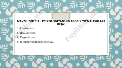 sotsial psixologiyada psixoanaliz — PPTX
