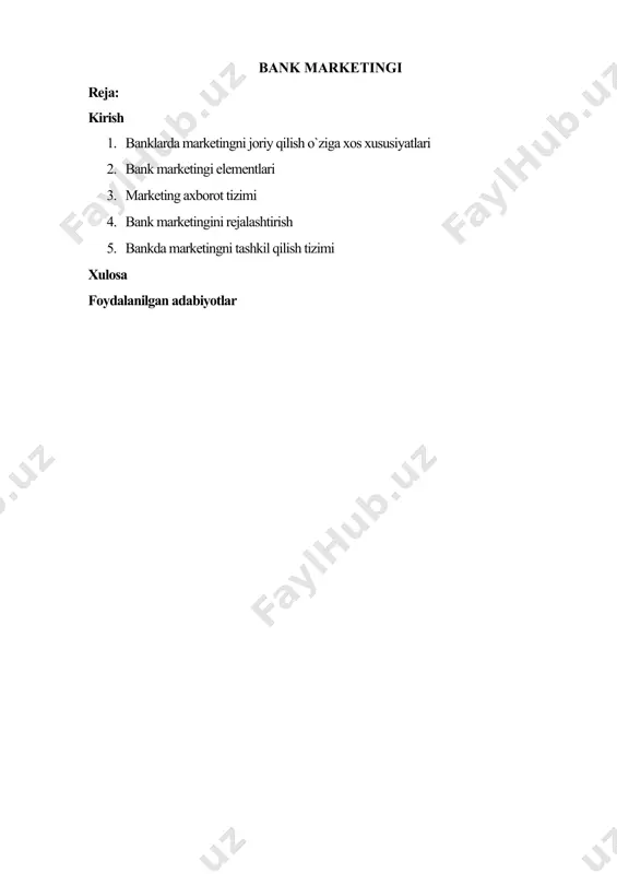 tarkibiy qismlari modifikatsiyalanmoqda. bunda bozo iqtisodiyoti amal qiladigan mamlakatlar bank tizimidagi dinamik o`zgarishlar butun xalq xo`jaligida ro`y berayotgan muhim o`zgarishlar bilan asoslanadi. jahon iqtisodiyotining rivojlanishi fan-texnika inqilobining zamonaviy bosqichi xususiyatlari bilan belgilanadigan tarkibiy qayta qurish murakkab davri bilan tavsiflanadi. zamonaviy bozor talablariga moslashuvchan va tezkor javob qaytarish uchun kompaniyalar turli usullarni qo`llamoqda, jumladan: · mahsulot yangilash sur’atining yuqoriligi qo`llab-quvvatlash uchun firmalar ittki o`tkazishga katta mablag` sarflamoqda; · ixtisoslashuvni nisbatan tez va og`riqsiz o`zgartirishga imkon beradigan, elektronikaga asoslangan ishlab chiqarish bazasi yaratilmoqda; · xo`jalik faoliyatini diversifikatsiya qilish jadal rivojlanmoqda. bu chora-tadbirlar yirik kapital qo`yilmalarni talab qiladi. kapital qo`yilmalarga bo`lgan talabni qondirishning muhim manbasi bank tizimi hisoblanadi. bank sohasiga sug`urta, brokerlik, jamg`arma, trast kompaniyalari, pensiya fondlari, savdo-sanoat korporatsiyalari kabi nobank muassasalari kirib borishi yangicha holatga aylandi. tijorat banklari faol shug`ullana boshlagan noan’anaviy operatsiyalar qatoriga quyidagilarni kiritish mumkin: lizing, faktoring, forfeyting, maslahat xizmatlari. bank operatsiyalarini rivojlantirishda zamonaviy axborot va kommunikatsiya texnika vositalari alohida …