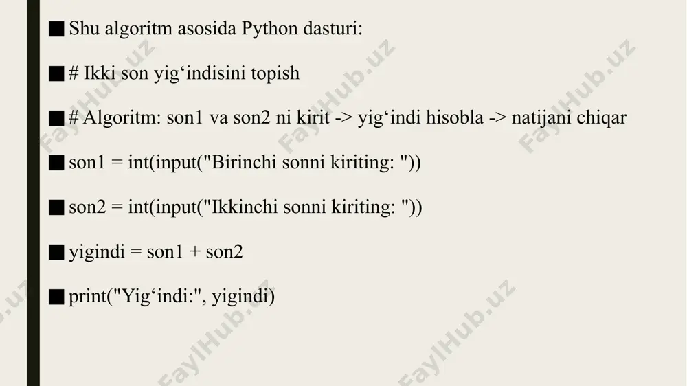 masalalarning algoritimini tuzish va shu algoritm asosida. python dasturlash tilida dastur tuzish - Page 4
