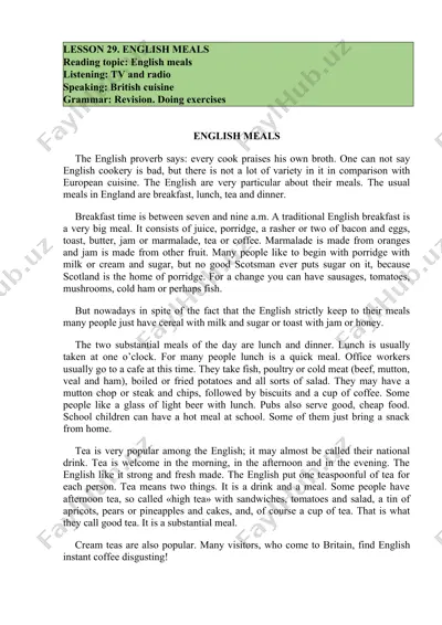 english meals — DOC