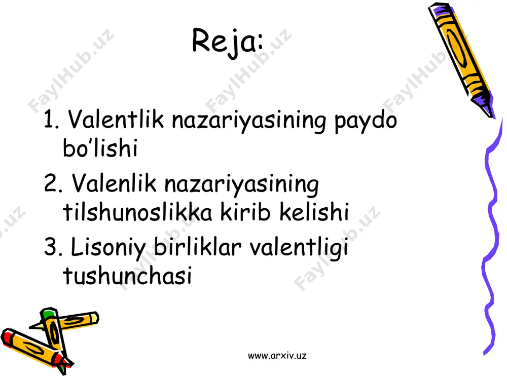 liklar valentliklarning yuzaga chiqish zarurligi yoki zaruriy emasligi belgisiga ko’ra majburiy (obligator) va fakultativ valentlikka bo’linadi. www.arxiv.uz www.arxiv.uz
