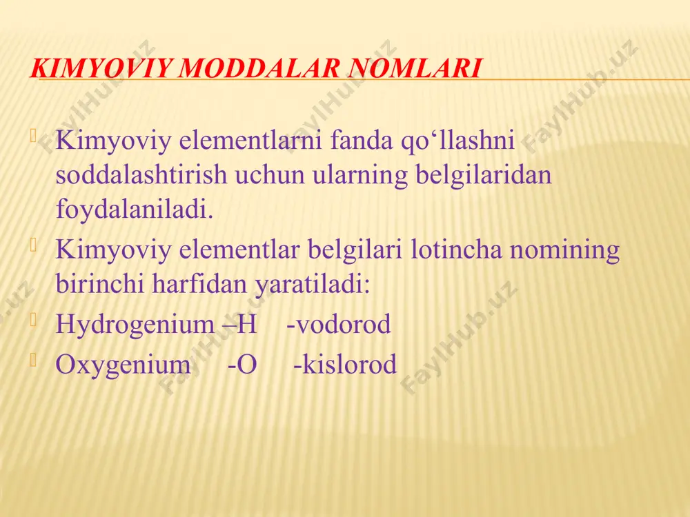 m — vodorod xlorid kislota hbr acidum hydrobromicum — vodorod bromid kislota hj acidum hydroiodicum — vodorod yodid kislota kislotalar nomi acidum aceticum – sirka kislota acidum acetylsalicylicum – atsetilsalitsilat kislota acidum adipinicum – adipinat kislotasi acidum arsenicosum – margumushli kislota acidum arsenicum – margumush kislota acidum ascorbinicum – askorbinat kislota acidum barbituricum – barbiturat kislotasi acidum benzoicum – benzoy kislota acidum boricum – borat kislota kislota nomi acidum butyricum – moy kislota acidum caproicum – kapron kislotasi acidum carbolicum – karbolat kisloia aciduni carconicum – ko‘mir kislota acidum chloricum – xlorat kislotasi acidum chromicum – xromat kislotasi acidum citricum – limon kislota acidum dehydrocholicum – degidroxolat kisota kislota nomi acidum ferro-ascorbinicum –temir askorbinat kislota acidum folicum – folat kislota acidum formicicum – chumoli kislotasi acidum hydroiodicum –vodorod yodid kislota acidum glutaminum –glutamin kislota acidum hydrobromicum –vodorod bromid kislota acidum hydrochloridum –vodorod xlorid kislota acidum lacticum –sut kislotasi acidum nicotinicum …