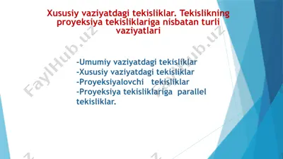 xususiy vaziyatdagi tekisliklar — PPTX
