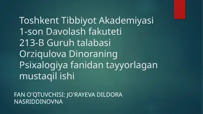 psixologiya maktablari to'g'risida tushuncha — PPTX