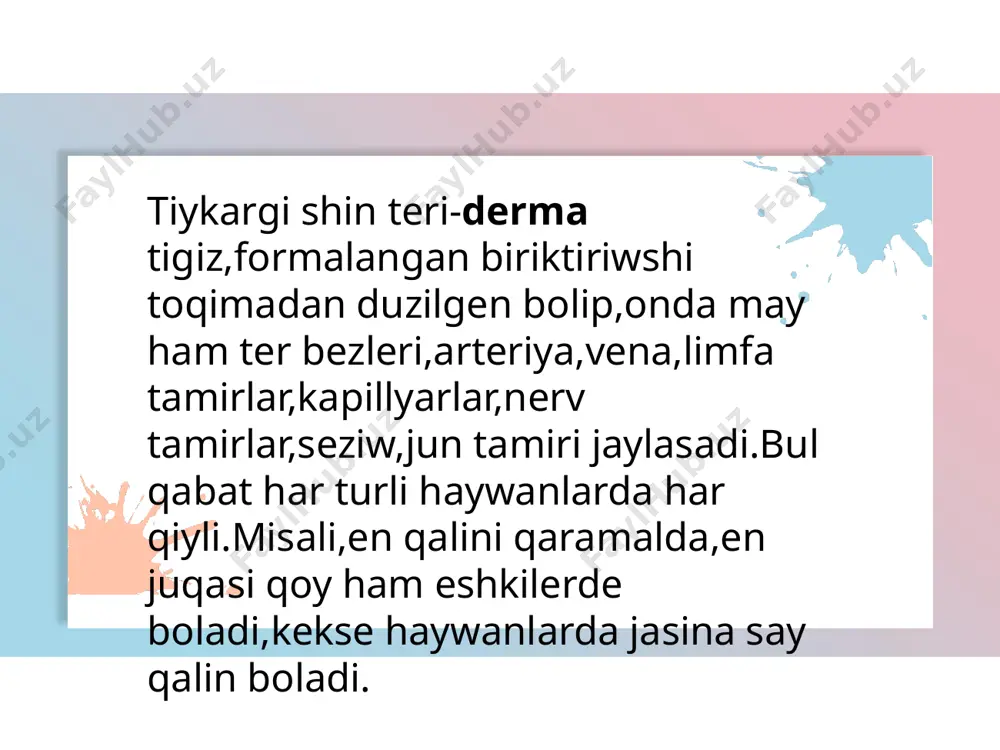 teri, teri payda etiwshi organlar ham dem aliw organlarin preparovka etiw - Page 4