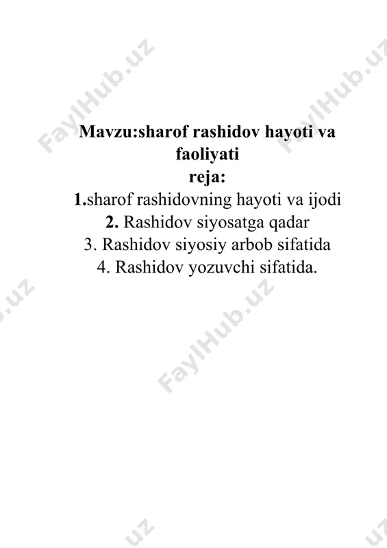 di. rashidov davrning muhim hisoblangan muammolaridan biri — qoʻriq va boʻz yerlarni oʻzlashtirish mavzuida „gʻoliblar“ qissasini (1953) yozdi. ikkinchi jahon urushi yillarida front orqasida qahramonona mehnat qilgan xalq hayotiga bagʻishlangan „boʻrondan kuchli“ (1958) va „qudratli toʻlqin“ (1964), „gʻoliblar“ (1972) romanlarini yaratdi. rashidov xalq va mamlakat hayotida roʻy bergan voqealarni davlat va partiya arbobi sifatida mushohada etib, adabiyotning badiiylik mezonlaridan koʻra gʻoyaviylik tamoyiliga koʻproq eʼtibor berdi. hind xalq afsonasi asosida yozilgan „kashmir qoʻshigʻi“ lirik qissasi (1956) rashidov ijodida alohida oʻrinni egallaydi. rashidov respublikaga rahbarlik qilgan yillarda qator bunyodkorlik ishlari bilan birga qishloq xoʻjaligi yerlaridan ekstensiv foydalanish oqibatida ekologik vaziyatning buzilishi, paxta yakkahokimligining qaror topishi kabi noxush holatlar ham yuz berdi. rashidov vafotidan soʻng markaz tomonidan totalitar tuzumning barcha kirdikorlari unga yuklanib, 80-yillar qatagʻonida nohaq qoralandi. oʻzbekiston mustaqillikka erishgach, rashidovning nomi oqlandi. prezident islom karimovning tashabbusi bilan rashidov tavalludining 75 yilligi nishonlandi. rashidov toshkentdagi xalqlar doʻstligi saroyi meʼmoriy majmuasi uchun qurilish gʻoyasining …