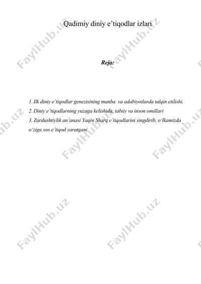 qadimiy diniy e’tiqodlar izlari — DOC