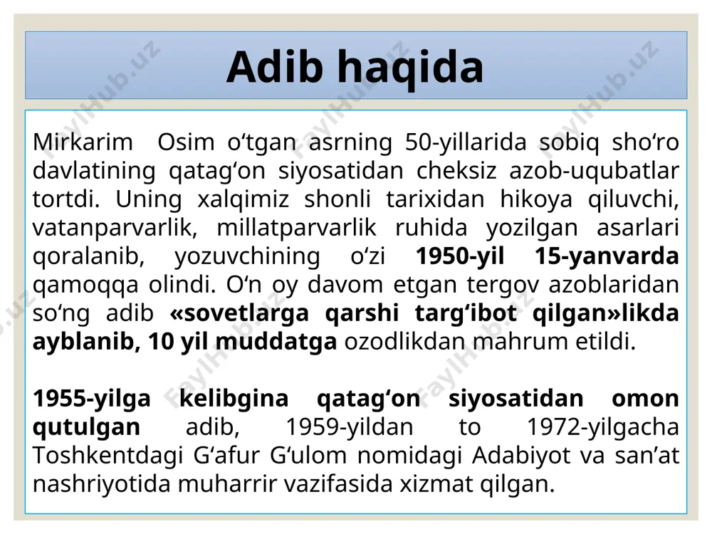 mirkarim osim hayoti va ijodi. “zulmat ichra nur” qissasi - Page 3