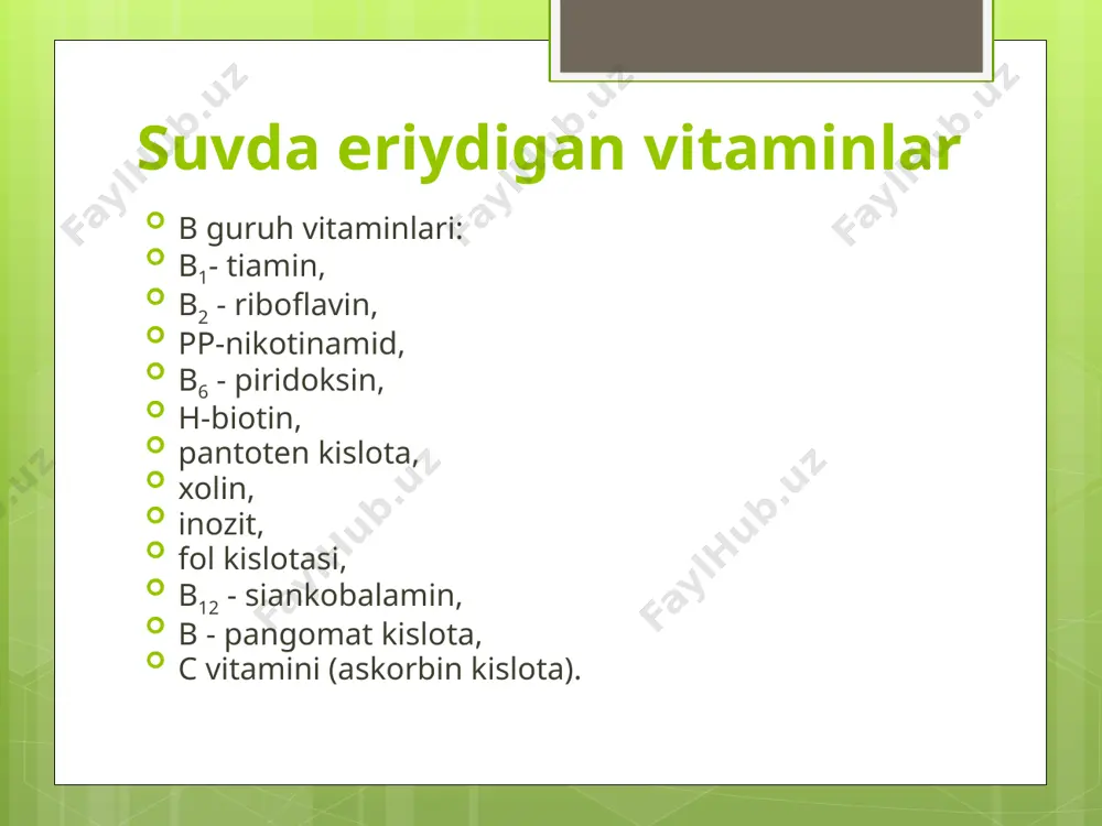 suvda eriydigan vitaminlarga xos sifat reaksiyalari - Page 5