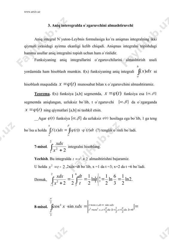 sin 2 sin cos 2 2 0 2 2 0 2 0 2 2 0 sin cos 2 2 0 2 0 2 cos sin 2 2 0 2 2 - = ½ × - = + ½ - - ½= =½ - = = - ½ ½= =½ ò ò ò ò = = - = ¬ = = = - = ¬ = p p p p p p p p p p p x xdx x x xdx x xdx x x x xdx x xdx xdv u x v dx du xdx dv x u xdxx v xdx du