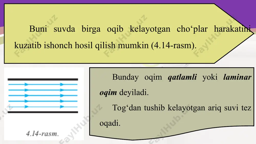 suyuqlik va gazlar harakati, oqimning uzluksizlik teoremasi. bernulli tenglamasi 10 - sinf - Page 4