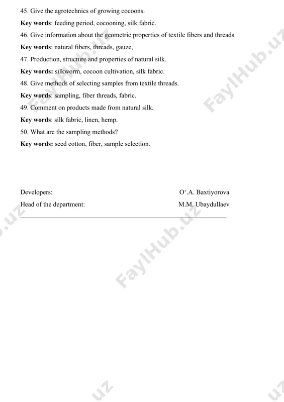 ad of the department: m.m. ubaydullaev _______________________________________________________________________________