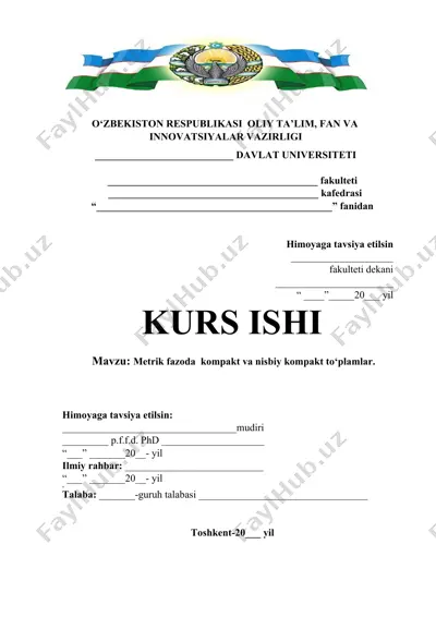 ochiq va yopiq to’plamlarning xossalari — DOCX