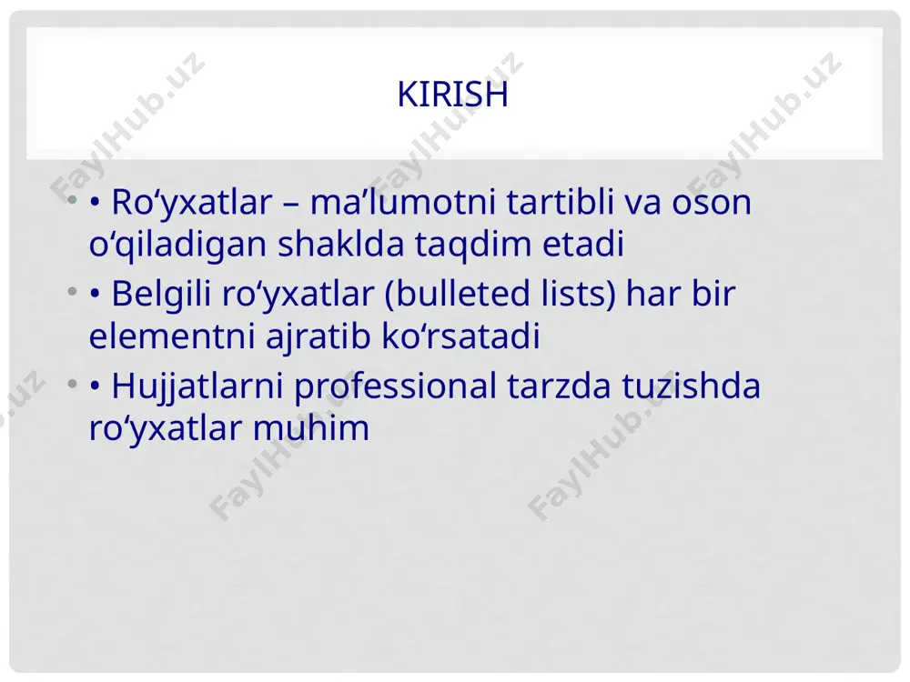 belgili ro‘yxat yaratish - Page 2