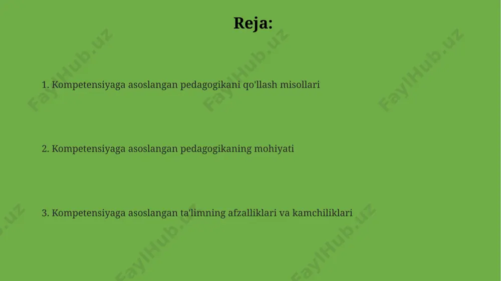 keyingi 5 yil ichida, milliy ta'lim dasturlariga 15 dan ortiq yangi kompetensiyalar qo'shiladi deb kutilayotgan. kelajakda kompetensiyaga asoslangan pedagogika yordamida 2030-yilga borib, o'zbekistonning 5 ta yirik shahrida kamida 100 ta maktabda ta'lim sifati 30% ga oshadi deb taxmin qilinmoqda. o'quvchilarning faol ishtiroki kompetensiyaga asoslangan pedagogikada o'quvchilarning faol ishtiroki 70% ga yaqin natijalarga olib keladi, bu esa aqshning 2023 yildagi ta'lim tizimlari tadqiqotlarida tasdiqlangan. davlat test sinovlarida samarqand viloyatining o'quvchilari orasida kompetensiyaga asoslangan ta'lim oladiganlarning muvaffaqiyat ko'rsatkichlari 15% yuqori bo'ldi, bu o'quvchilarning faol ishtirokini ko'rsatadi. o'quv jarayonida 3 dan ortiq o'quv usullarini qo'llash orqali, masalan, amaliy mashqlar, guruh loyihalari va muhokamalar, toshkentdagi maktablarda o'quvchilarning faol ishtiroki 2 barobar oshdi. ta'lim resurslari va texnologiyalar ўзбекистондаги 50 дан ортиқ отмда таълим ресурслари сифатида электрон дарсликлар ва онлайн платформалар, хусусан, toshkent shahridagi it park ёрдамида яратилган 3d-моделлардан фойдаланилмоқда. сурхондарё вилоятидаги мактабларда 2023 йилда 1000 дан ортиқ ўқитувчи компетенцияга асосланган педагогика ва интерактив таълим технологиялари …