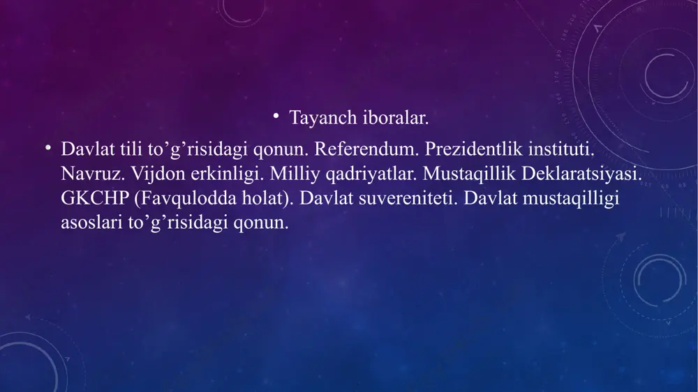 berk kо’chaga kirib qolganini anglab yetdi. о’sha vaqtda sssr siyosatchilari orasida bunday odamlar kamdankam edi. rossiya va boshqa ittifoqdosh respublikalarda tobora kuchayib borayotgan tartibsizliklar о’zbekistonda ham yuz berishiga yо’l qо’ymaslik uchun qatiy choralar kо’rish kerak edi. shu sababli 1990 yil martida, gorbachyov va uning atrofidagilar norozi bо’lishiga va qarshilik kо’rsatishiga qaramay, о’zbekiston oliy kengashi respublika prezidenti lavozimini ta‘sis etdi va unga islom karimovni sayladi. mamlakat ahli о’sha vaqtda harakati tobora susayib, chо’kayotgan kemaga о’xshab qolgan kpssga bundan buyon kо’r-kо’rona ergashmasligini, kо’p millionli xalq kommunistik mafkura tazyiqiga uchramasdan, о’zining mustaqil davlatida yashashni istayotganligini о’z prezidenti islom karimov orqali ochiq-oydin aytdi. mustaqillik deklaratsiyasi. 1990-yil 18-iyun kuni xii chaqiriq respublika oliy kengashining lkkinchi sessiyasi ochildi. deputatlarning taklifi bilan o‘zbekistonning mustaqillik deklaratsiyasini qabul qilish masalasi sessiya kun tartibiga kiritildi. oliy kengashning doimiy komissiyalari, faol deputatlar va huquqshunos mutaxassislar tomonidan ishlab chiqilgan mustaqillik deklaratsiyasi matni sessiyada qizg’in muhokama qilindi va 20- iyun kuni qabul qilindi. …
