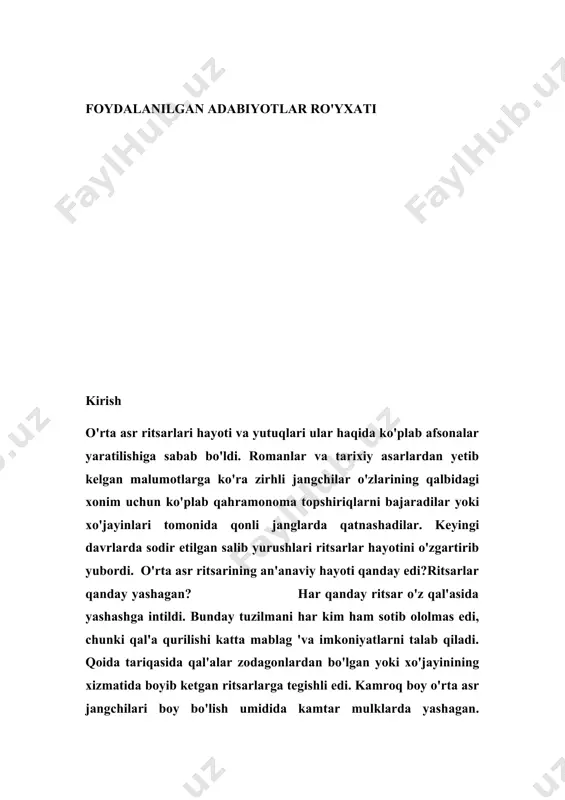 shundaki, qal'alar dushmanning mumkin bo'lgan hujumini hisobga olgan holda qurilgan. bunday zinapoyaga ko'tarilib, o'ng qo'lida qilich ushlab turgan dushman hujum uchun noqulay ahvolga tushib qoldi. ko'pincha tosh zinapoyalar yog'ochdan yasalgan qadamlar bilan almashinib turar edi, ularni olib tashlashda zinapoyada engib bo'lmaydigan bo'shliqlar paydo bo'lishi mumkin edi. ritsar qasrining asosiy xonasi marosimlar zali edi. unda ziyofatlar va tashrif buyurgan aktyorlar bo'lib o'tdi. zalda alacakaranlık hukmronlik qildi, chunki kichik derazalar metall panjaralar bilan himoyalangan edi. deraza teshiklari buqa pufagidan yasalgan tuvallar bilan qoplangan. o'rta asrlarda ko'zoynaklar juda qimmat edi; faqat eng boy lordlar, knyazlar va podshohlarning saroylari ular bilan maqtanishlari mumkin edi. ritsar qal'asi binolari qatron mash'alalari bilan yoritilgan. ular devorlarda joylashgan maxsus tokchalarga yoki halqalarga tiqilib qolishgan. qo'shimcha yorug'lik kamin bilan ta'minlandi, unda katta jurnallar va butun yog'och qismlar yonib ketdi. qal'aning binolarida deyarli har doim yonish, kuy va tutunning doimiy hidi bor edi. tinchlik davrida ritsar qasri aholisi hayoti bir …