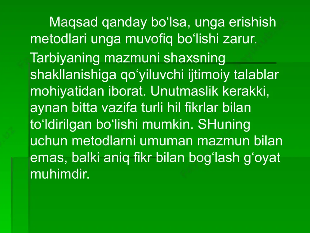 o‘quvchilar o‘z atrofidagi kishilarda hamma yaxshi axloqiy sifatlarni ko‘rishlari va ibrat olishlari nihoyatda muhim. o‘qituvchining shaxsan o‘zi namuna bo‘lishi, ayniqsa, yoshlarga katta ta’sir ko‘rsatadi. ular o‘qituvchining darsda va hayotda o‘zini qanday tutishini, atrofdagi kishilar bilan qanday muomala qilishini, o‘z vazifalarini qanday bajarishini kuzatib yuradilar. o‘quvchilar o‘zlariga yaqin kishilarning xulq-atvoriga taqlid qiladilar, xulq-atvorlar bolalarda yaxshi sifatlarning, ba’zan esa yomon sifatlarning ham tarkib topishiga ta’sir ko‘rsatadi. shuning uchun o‘qituvchi va ota-onalar har qanday holatda ham o‘zlarini tuta bilishlari kerak. ular qaerda bo‘lishmasin, atroflarida bolalar borligini his etishlari lozim. kattalarning so‘zi bilan yurish-turishi va xatti-harakatlarida tafovut bo‘lmasligi kerak. ilg‘or kishilarning hayoti va faoliyatidan olingan ma’lumotlar, adabiy asar, kinofilm va spektakllar qahramonlarining xatti-harakatidagi yaxshi namunalar bolalarning ongiga kuchli ta’sir qiladi. maktablarda ishlab chiqarish maktablarda ishlab chiqarish ilg‘orlari bilan uchrashuvlar o‘tkaziladi. o‘quvchilar o‘z ota-onalarining ishlab chiqarishdagi muvaffaqiyatlari bilan fahrlanadilar, ularga taqlid qilishga intiladilar. namunada halq pedagogikasi g‘oyalaridan ham foydalaniladi. ota-onalar o‘z farzandlarini hamisha katta hayotiy …