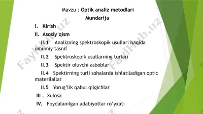 optik analiz metodlari — PPTX