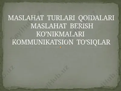 psixologik maslahat bermoq — PPTX