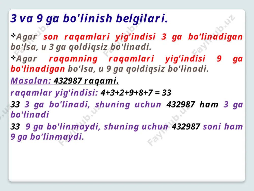 bo'linish alomatlari slayd - Page 4