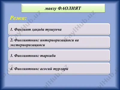 faollik va harakat tushunchalari (reja) — PPT