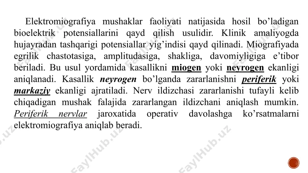 qqa qo’yilgan uch elektrod ikkinchi elektrod bo’lib xizmat qiladi. birlashgan uchta elektrod ikkala ko’lga va chap oyoqqa qo’yilgan elektrokardiogrammaning shakli faqat ko’krakdagi elektrodda sodir bo’layotgan elektr o‘zgarishlariga bog‘liq. ikkala qo’lga va oyoqqa qo’yilgan birlashgan elektrod indifferent, yoki «nulevoy» bo’ladi, chunki uning potensiali butun yurak sikli davomida o’zgarmaydi. 2. bipolyar neb bo’yicha ulanish – kichkina ko’krak uchburchagida. 3. goldberger bo’yicha kuchaytirib oyoq va qo’ldan ulash. - avl, avr, avf. elektrokardiyogram (ekg) – bu yurak faoliyatini baholashning tez va oson usuli. ekg bilan bog'liq xavf minimal va kam uchraydi. ekg paytida siz hech narsani sezmaysiz, ammo yopishqoq elektrodlarni tortib olganda noqulay bo'lishi mumkin. agar elektrod yamalari juda uzoq vaqt qolsa, ular to'qimalarning parchalanishiga yoki terining tirnashiga olib kelishi mumkin. muayyan tibbiy holatingizga qarab boshqa xavflar ham bo'lishi mumkin. sinovdan oldin har qanday tashvishlarni shifokoringiz bilan muhokama qilishingizga ishonch hosil qiling. ba'zi omillar yoki sharoitlar ekg natijalariga xalaqit berishi yoki ta'sir qilishi mumkin. …
