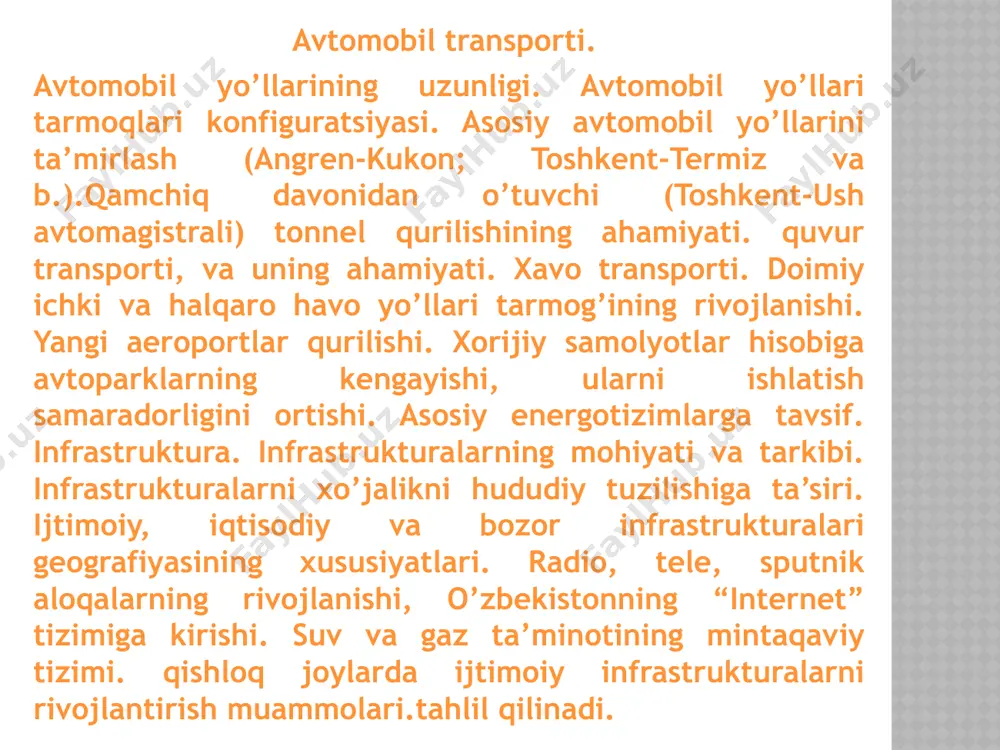 o’zbekiston temir va avtomobil yo’llari, xalq xo’jaligidagi ahamiyati - Page 5