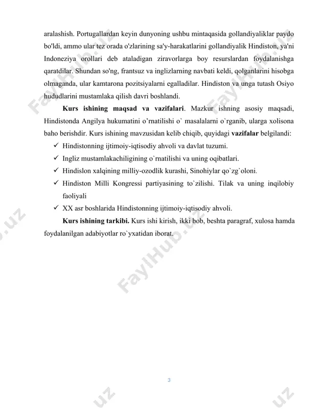 r noto`g`ri ravishda boburning kelib chiqishi mo`gullardan deb u asos solgan davlatni «buyuk mo`g`ullar» davlati deb nomlaganlar) davlati tarkibiga birlashtirilgan bo`lib, bu davlatda hindislon aholisining 2/3 qismi yashar edi. shuningdek boburiylar davlati janubida musulmon sulolalarining hukumronligida bo`lgan bidjopur va golkonda sultonliklari bilan shimoliy-sharq va sharqdan nepal kinyazliklari, tibet va assam bilan chegaradosh edi. boburiylar davlatida yashovchi bengallar, maratxlar, gujaratlar, panjobilarda asta-sekin bo`lsa ham o`nik-madaniy jamoaalar shakillanayotgan edi. biroq hindlardagi kastachitik tizimi va mamtakat xolisligini 1/10 qismini musulmonlardan iborat ckanligi umumdavlat miqiyosida aholining diniy va siyosiy hamjihatligiga tusqinlik qilmoqda edi. boburiylar davlati harbiy-feodal davlat bo`lib, uning hukumdori «podshoh» deb yurililgan. mamlakatning soliq, ma`muriy, harbiy va sud hokimiyati podshoh qo`lida jamlangan. podshoh xazina ishlari buyicha-devon, harbiy boshliq qilishi va oliy sudga rahbarlik qiluvchi-qoziga tayangan holda davlatni boshqargan. sud ishlari islom shariati asosida yuritilgan.[footnoteref:2] [2: hindiston tarixi. xx asr / yurlov f. n., yurlova e. s. nashriyotchi: sharqshunoslik instituti, 2010 yil. b-736.] podshoh …