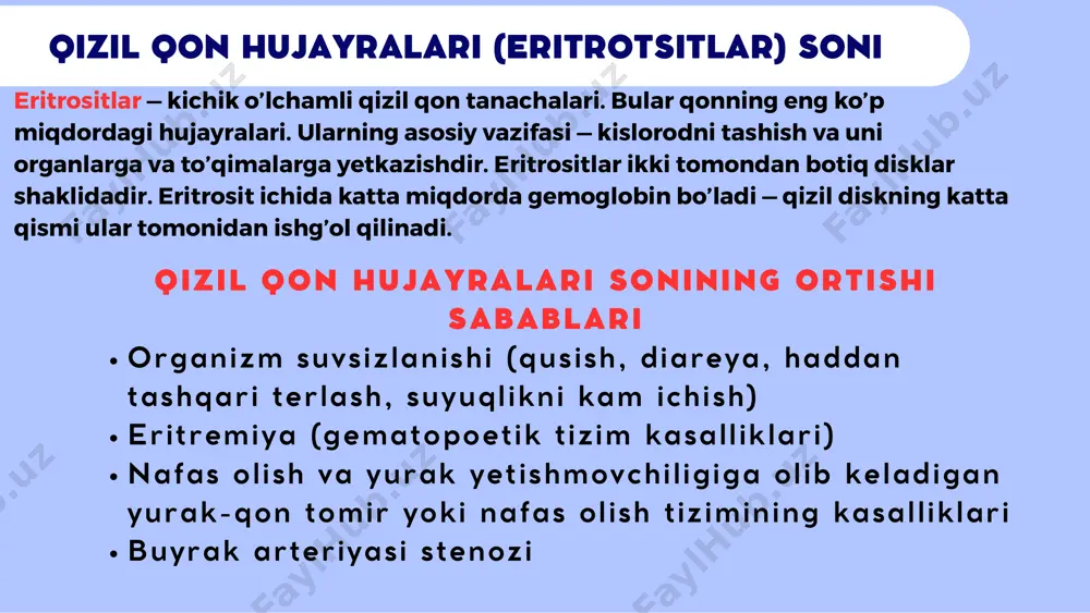 neytrofillar neytrofil lar ikkita turda bo’lishi mumkin — yetilgan neytrofil lar, ular segmentyadroviy deb ham nomlanadi va yetilmagan — tayoqchayadroviy deb ataladi. odatda, tayoqchayadroviy neytrofil lalarning soni minimal bo’ladi (umumiy sonning 1-3%). infektsion kasalliklar (angina, gaymorit, ichak infektsiyasi, bronxit, pnevmoniya) infektsion jarayonlar — abstsess, flegmona, gangrena, yumshoq to’qimalarning shikastlanishlari, osteomielit ichki organlarning yallig’lanish kasalliklari (pankreatit, peritonit, tiroidit, artrit) infarkt (miokard, buyrak, taloq infarkti) surunkali metabolik kasalliklar (qandli diabet, uremiya, eklampsiya saratonli o’smalar immunostimulyatsiya qiluvchi preparatlarni qo’llash, emlash qonda neytrofil lar darajasining ortishi — neytrofil iya deyiladi.neytrofil sonining ortishi sabablari infektsion kasalliklar: qorin tifi , brutsellyoz, gripp, qizamiq, suvchechak, virusli gepatit, qizilcha qon kasalliklari (aplastik anemiya, o’tkir leykemiya) tug’ma neytropeniya tirotoksikoz — yuqori darajadagi tiroid gormonlari ishlab chiqarilishi kimyoterapiya natijalari radioterapiya natijalari antibakterial, yallig’lanishga qarshi, antivirus preparatlarni qo’llash neytrofil lar miqdorining kamayishi neytropeniya deyiladi.neytrofil sonining kamayishi sabablari leykotsitar formulaning chapga va o’ngga siljishi nima? leykotsitlar formulaning chapga silj ishi — bu …