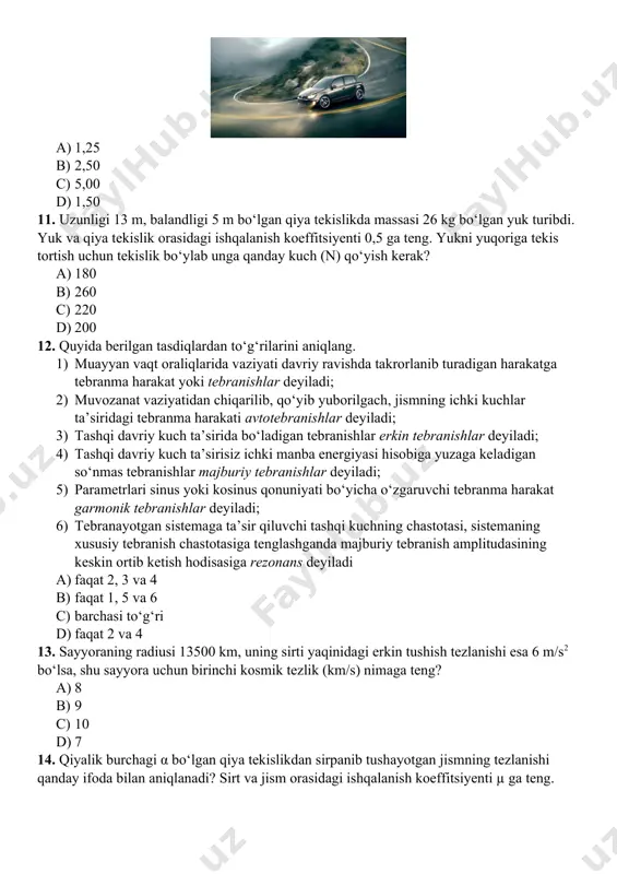 fizika fanini o‘zlashtirish test savollari - Page 5