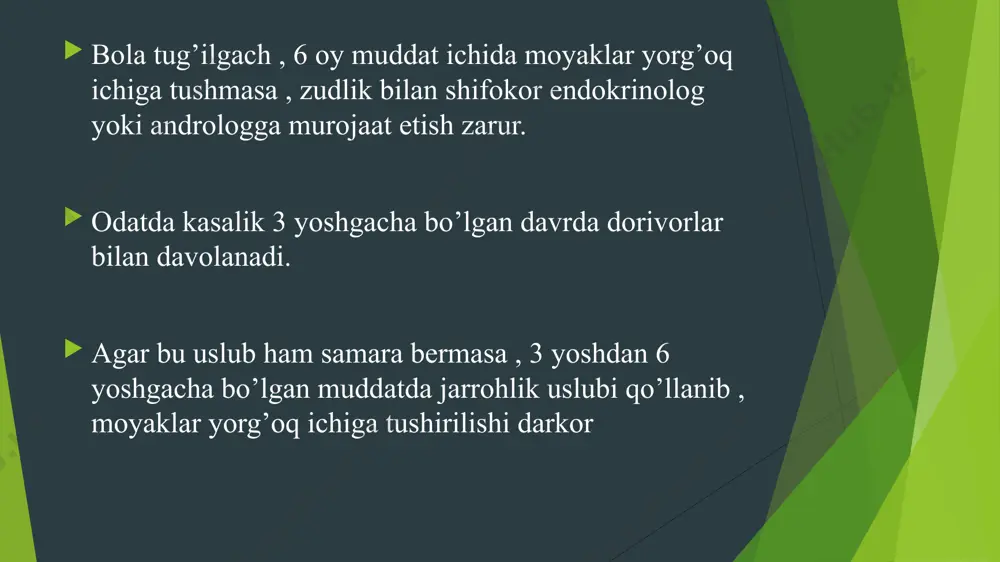 kriptorxizm. etiopatogenezi, klinikasi, diagnostikasi, davolash - Page 5