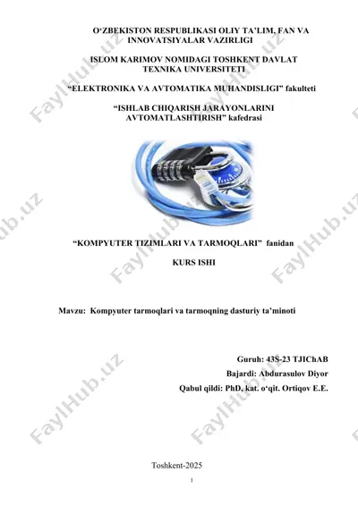 kompyuter tarmoqlari va tarmoqning dasturiy ta’minoti — DOCX
