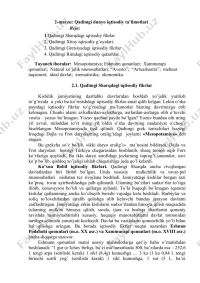 qadimgi dunyo iqtisodiy ta’limotlari — DOC
