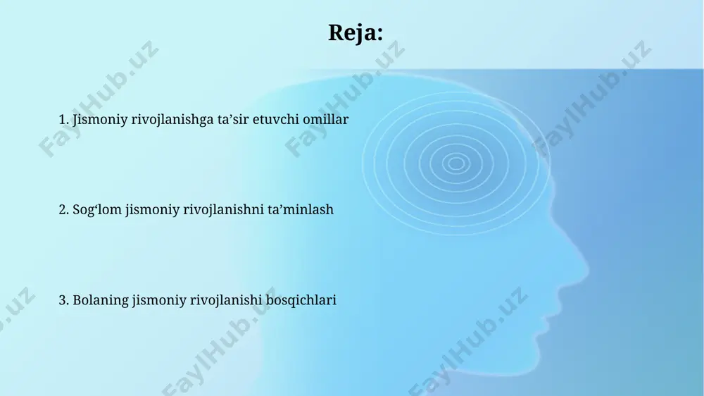 shdagi muammolar va ularning oldini olish 1000 ta tug'ilgan chaqaloqdan 2-3 tasi tug'ma suyak anomaliyalari bilan tug'iladi. erta diagnostika va jarrohlik amaliyotlari samarali yechim bo'lishi mumkin. 6 yoshgacha bo'lgan bolalarning 15% da skolioz (umurtqa pog'onasining egriligi) kuzatiladi. muntazam tibbiy ko'rikdan o'tish va postural mashqlar uning rivojlanishini oldini oladi. bolaning jismoniy rivojlanishining bosqichlari 3-5 yosh oralig'ida bolalar tez sur'atlarda o'sib, mushaklarining kuchini oshiradi, mayda motorika ko'nikmalari rivojlanadi, masalan, qalam ushlab chizish yoki tugmachalarni bog'lash. bolaning 0-2 yoshlik davrida o'rtacha bo'yi 25 sm ga, vazni esa 5-7 kg ga ortadi, bu davrda yurish va gapirish kabi muhim motor vositalarini rivojlanishi kuzatiladi. kasalliklarning oldini olish sog'lom turmush tarzini shakllantirish, to'g'ri ovqatlanish (kuniga 5 marta meva va sabzavot iste'mol qilish), yetarli miqdorda jismoniy faoliyat (kuniga kamida 60 daqiqa) bolaning immun tizimini mustahkamlaydi va kasallik xavfini kamaytiradi. bolalar bog'chasida yoki maktabda gigiena qoidalariga rioya qilish (qo'llarni muntazam yuvib turish, shaxsiy gigiena vositalaridan foydalanish) yuqumli kasalliklarning …