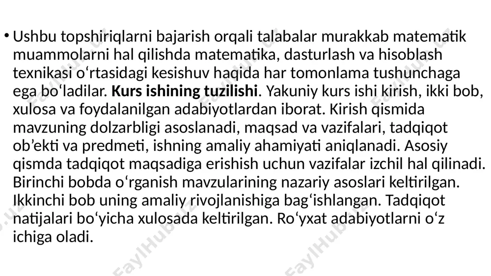 hbu oraliqdagi har bir vektor berilgan chap vektorlarning chiziqli birikmasi sifatida aynan bitta ifodaga ega bo‘lsa, har qanday yechim yagona hisoblanadi. har qanday holatda, oraliq aniq bir ifodani kafolatlaydigan chiziqli mustaqil vektorlar asosiga ega; va bu asosdagi vektorlar soni (uning o‘lchami ) m yoki n dan katta bo‘lishi mumkin emas, lekin u kichikroq bo‘lishi mumkin. bu juda muhim, chunki agar bizda m mustaqil vektor bo‘lsa, yechim o‘ng tomondan qat'iy nazar kafolatlanadi, aks holda kafolatlanmaydi x - y = -1 va 3 x + y = 9 tenglamalar uchun yechim to‘plami yagona nuqta (2, 3). chiziqli sistemaning yechimi x 1, x 2,..., x n o‘zgaruvchilarga tenglamalarning har biri qanoatlantiriladigan qiymatlarni berishdir. barcha mumkin bo‘lgan yechimlar to‘plamiga yechimlar to‘plami deyiladi. chiziqli tizim uchta mumkin bo‘lgan usullardan birida harakat qilishi mumkin: tizimda cheksiz ko‘p echimlar mavjud. tizim o‘ziga xos yechimga ega. tizimda hech qanday yechim yo‘q. ikki o‘zgaruvchini ( x va y ) …