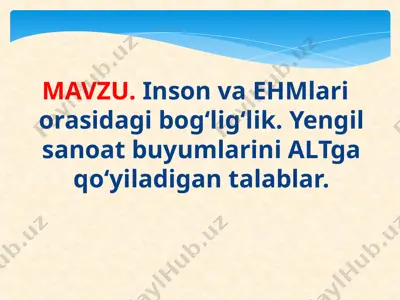 inson va ehmlari orasidagi bog‘lig‘lik — PPT