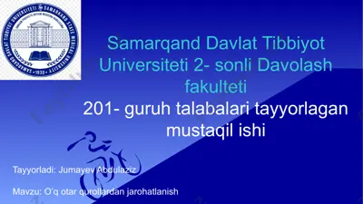 o'q otar qurollardan jarohatlanish — PPTX