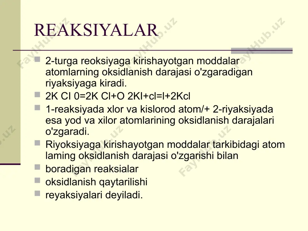 oksidlanish - qaytarish reaksiya turlari - Page 4