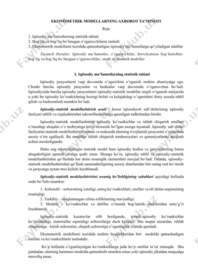 ekonomik modellar ta'limi — DOCX
