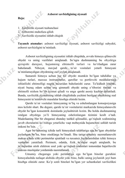 axborot xavfsizligi siyosati — DOC