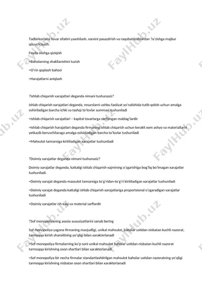 iqtisodiyot bo‘yicha taqdimot — DOCX