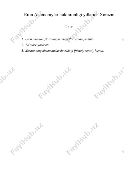 eron ahamoniylar hukmronligi yillarida xorazm — DOC