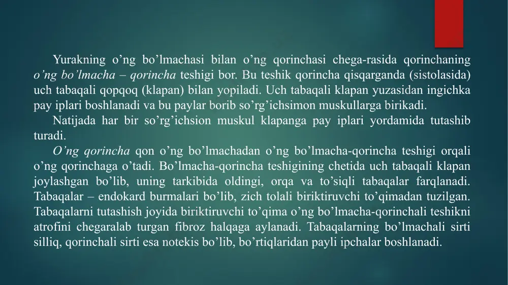 yraning o’zida hosil bo’ladigan impulslar hisobiga yurak muskullarining qisqarishi yurak avtomatiyasi deb ataladi. agar baqa yuragini ajratib olib, ringer eritmasiga solib qo’ yilsa, u bir necha soat qisqarib turishi mumkin. issiq qonli hayvonlar yuragi ajratib olinib, tegishli sharoitlar yaratilsa, bir necha kun qisqarib turishi mumkin. yurak avtomatiyasi tabiati hozirgi qungacha to’liqligicha aniqlanmagan. buni isbotlovchi bir necha nazariyalar mavjud bo’lib (neyron, miogen, gormonal), miogen nazariya to’g’ri deb hisoblanmoqda. qo’zg’alishlarni hosil bo’lishi atipik muskullar peysmekkerlar faoliyati bilan bog’liq. bu muskullarda sarkoplazma ko’p, miofobrillalar oz bo’lib go’yoki embrional muskul to’qimasini tuzilishiga o’hshash. atipik muskullar yurakni o’tkazuvchi tizimini hosil qiladi. ular yurakning tugunlarida joylashgan. miokard hujayralarini elektrik faolligi. tabiiy holatda miokard hujayralari ritmik aktiv (qo’zg’algan) holatida bo’ladi. shuning uchun ham ularning tinchlik potentsiali to’g’risida shartli ravishda gapirish mumkin. uni kattaligi -90mv ga teng bo’lib, k+ ionlarining qontsentratsiyasi bilan aniqlanadi. yurakning turli bo’limlaridan mikroelektrodlar yordamida qayd qilingan harakat potentsiali o’zining shakli, amplitudasi va davomiyligi bilan …