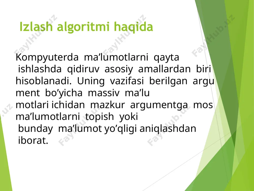izlash algoritmlari chiziqliizlash - Page 3
