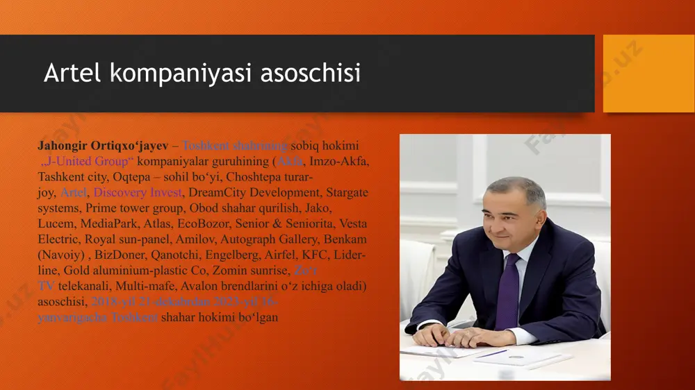 ʻydi.2015-yilning oʻzidayoq kompaniya mahsulotlari qatori „royal“ brendi ostidagi elektr suv isitgichlari, „samsung“ brendi ostidagi televizorlar bilan toʻldirildi. toshkent shahrida shisha buyumlar va maishiy texnika uchun butlovchi qismlar ishlab chiqarish yoʻlga qoʻyildi. oʻsha yili toshkent shahrida muzlatgich va kir yuvish mashinalari ishlab chiqarila boshlandi.2017-yilda mamlakatimizda amalga oshirilayotgan islohotlar samaralari, ishlab chiqarish jarayoni bilan yaqindan tanishish maqsadida oʻzbekiston respublikasi prezidenti shavkat miramonovich mirziyoyev mazkur korxonaning toshkent shahri yashnobod tumanidagi zavodlaridan biriga tashrif buyurdi.2019-yilda kompaniya ohangaron shahrida televizor ishlab chiqaradigan yangi zavodni ishga tushirgan boʻlsa, 2021-yilda xorazmda kir yuvish mashinalari va konditsionerlar uchun elektr motorli qismlar ishlab chiqarish yoʻlga qoʻyildi. artel o'zbekistonning xalqaro reytingda o'rin olgan birinchi xususiy ishlab chiqarish kompaniyasiga aylandi keyingi yillarda yurtimizda sanoat ishlab chiqarish hajmini oshirish va ularni eksport qilish darajasini ko'paytirishga e'tibor qaratilmoqda. sanoat mahsulotlari ishlab chiqarishda nafaqat davlat korxonalari, balki xususiy sektor vakillari ham o'z o'rniga ega bo'lib boryapti. artelni dunyo tan olmoqda! o‘rta osiyoning yirik maishiy …