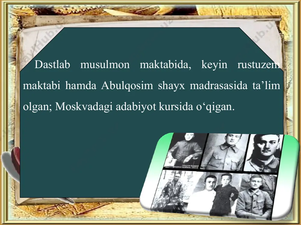biati, ular ruhiyatidagi nozik jarayonlar bor holicha butun ziddiyatlari bilan ko‘rsatiladi. abdulla qodiriy ijodiy merosida muhim o‘rinni tutadigan, «xudoyorxon va munshiylari hayotidan olingan» ikkinchi «mehrobdan chayon» nomli tarixiy romanini 1928-yilda yozadi. asarda xon zamonidagi xalqning hayoti, saroydagi kirdikorlar bilan birga anvar va ra’nolar ishqining ziddiyatli visol tarixini g‘oyatda ta’sirchan tasvirlaydi. ularning muhabbat yo‘lidagi his-tuyg‘ularini, yo‘liga to‘g‘anoq bo‘lgan «ag‘yorlar»ga qarshi kurashlarini juda tabiiy bayon qiladi. yozuvchi anvar va ra’no timsolida chin muhabbatni, romandagi safar bo‘zchi siymosida to‘g‘rilik va sadoqatni tarannum etsa, solih mahdum obrazi orqali hayoti ziddiyatlarga ko‘milgan g‘aro yib bir insonni, abdurahmon qiyofasida pokiza mehroblarni bulg‘ab yurgan munoĭq kimsalarni ko‘rsatdi. abdulla qodiriy «mehrobdan chayon» romanida ham, xuddi birinchi romanidagidek, voqelikning badiiy talqi nida bag‘oyat mohir ekanini namoyon qildi. garchand adib original asarlar yozib, o‘z xalqining ma’naviyati xazinasini bebaho durdonalar bilan boyitayotgan bo‘lsa ham, mustabid tuzum uni dushmanlikda aybladi. abdulla qodiriy manglayiga qatag‘on qurbonlari qatoriga tizilishdek bir qismat bitilgan ekan. adib …