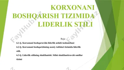 korxonani boshqarish tizimida liderlik stili — PPTX